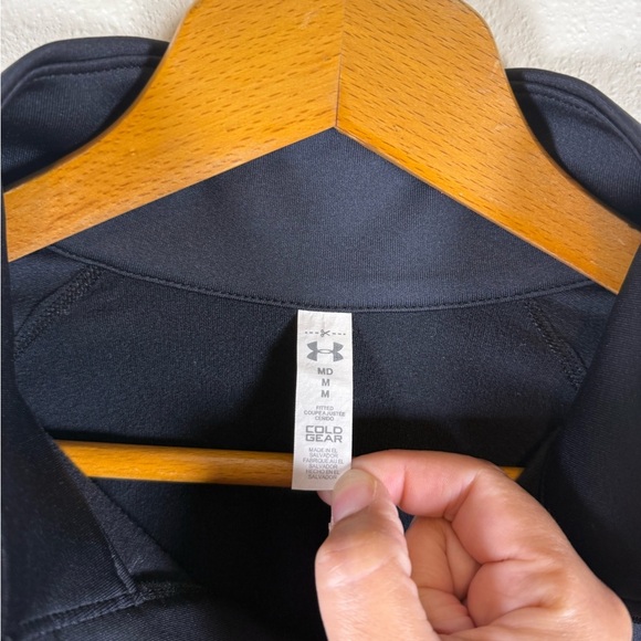 Under Armour Cold Gear Long Sleeve Running 1/4 Zip Black Womens M Logo Stretch - Picture 3 of 7